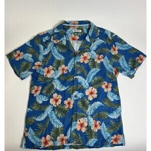 Tommy Bahama Island Zone Button Up Shirt Men’s Large Blue Floral Stretch